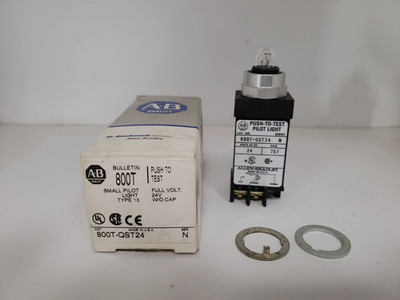 ALLEN BRADLEY 800T-QST24 PILOT LIGHT PUSH-TO-TEST W/O CAP SERIES N NIB