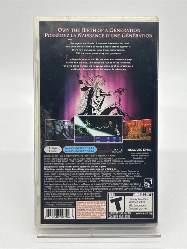 Final Fantasy II (Sony PSP, 2007) Complete CIB w/ English & French Manuals - Image 2 of 3