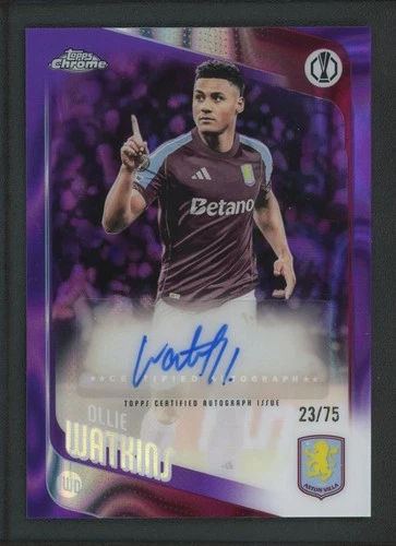 2026 OLLIE WATKINS 23/75 AUTO TOPPS CHROME UEFA EUROPA LEAGUE LAVA PURPLE