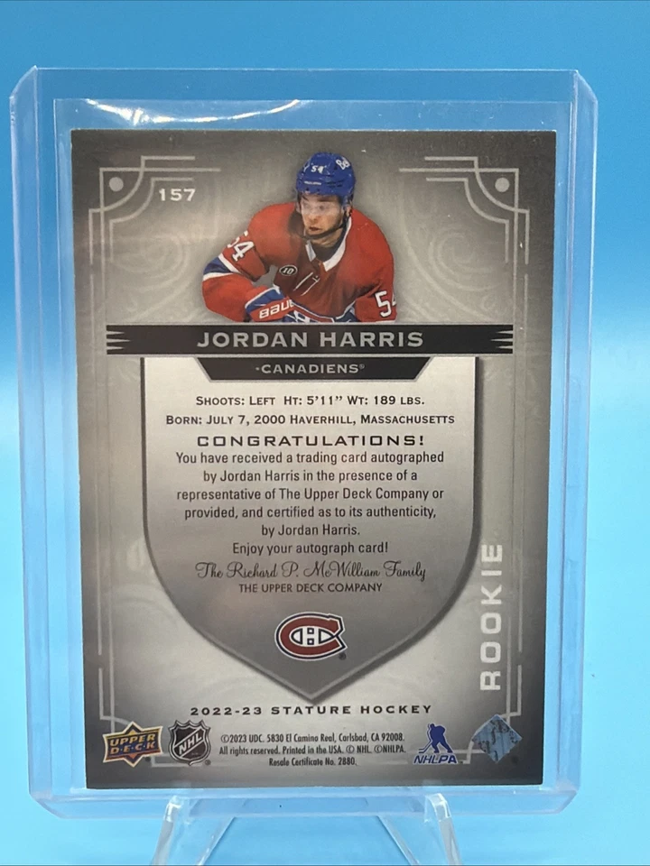 2022-23 Upper Deck Stature Rookies Auto /199 Jordan Harris #157 Rookie Auto RC - Image 2 of 2