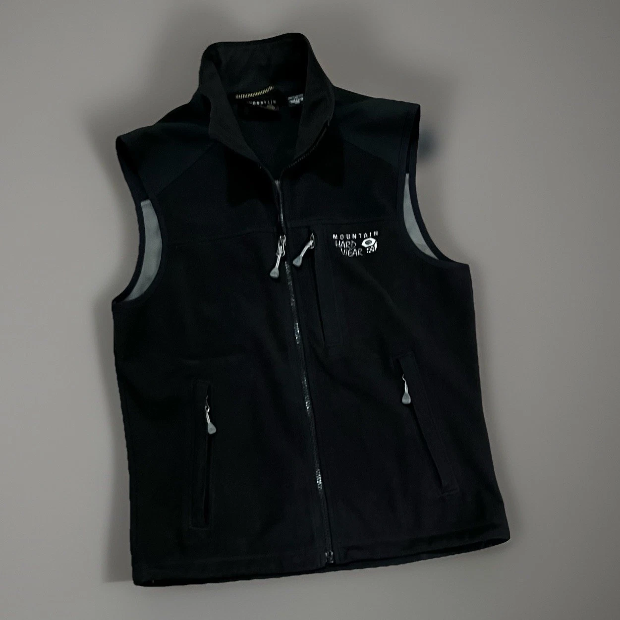 Mountain Hardwear Vest Mens Small Black Soft Shell Hiking Climbing Zip Outdoor