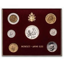 1991 Vatican City Pope John Paul II 7-Coin Set BU (OGP)