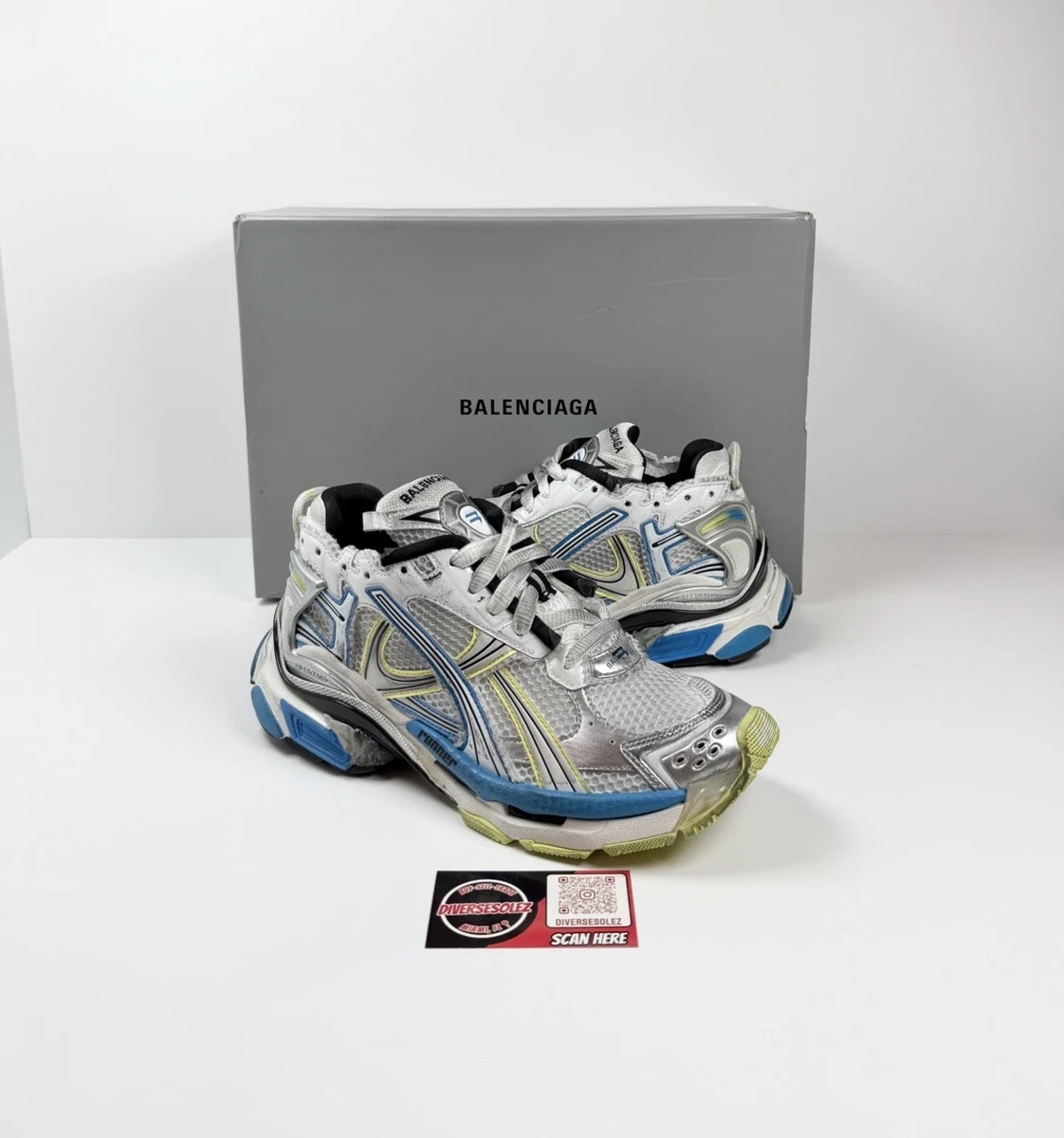 Balenciaga Runner Sneaker White Blue Yellow for sale | eBay