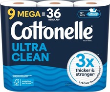 9 Mega Rolls Ultra Clean Toilet Paper septic-safe, sewer-safe, and clog-safe