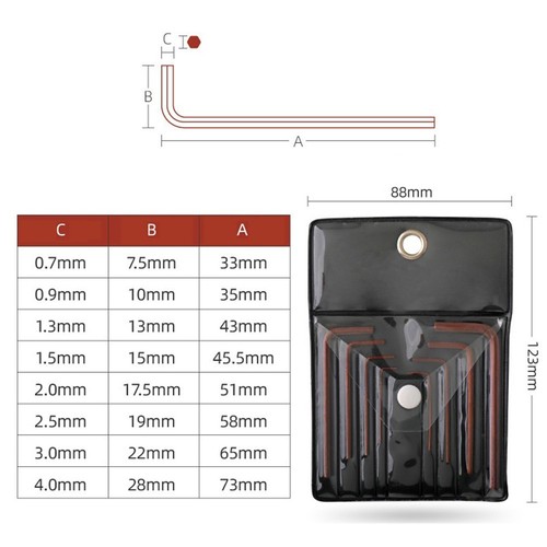 Convenient and Compact 8pcs Small Hex Key Wrench L type for Precision Work - Picture 11 of 12