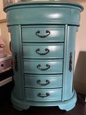 Hives And Honey Blue Teal Jewelry Cabinet Organizer Display
