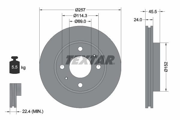 2X Textar Bremsscheibe 92130800 FüR Hyundai-image