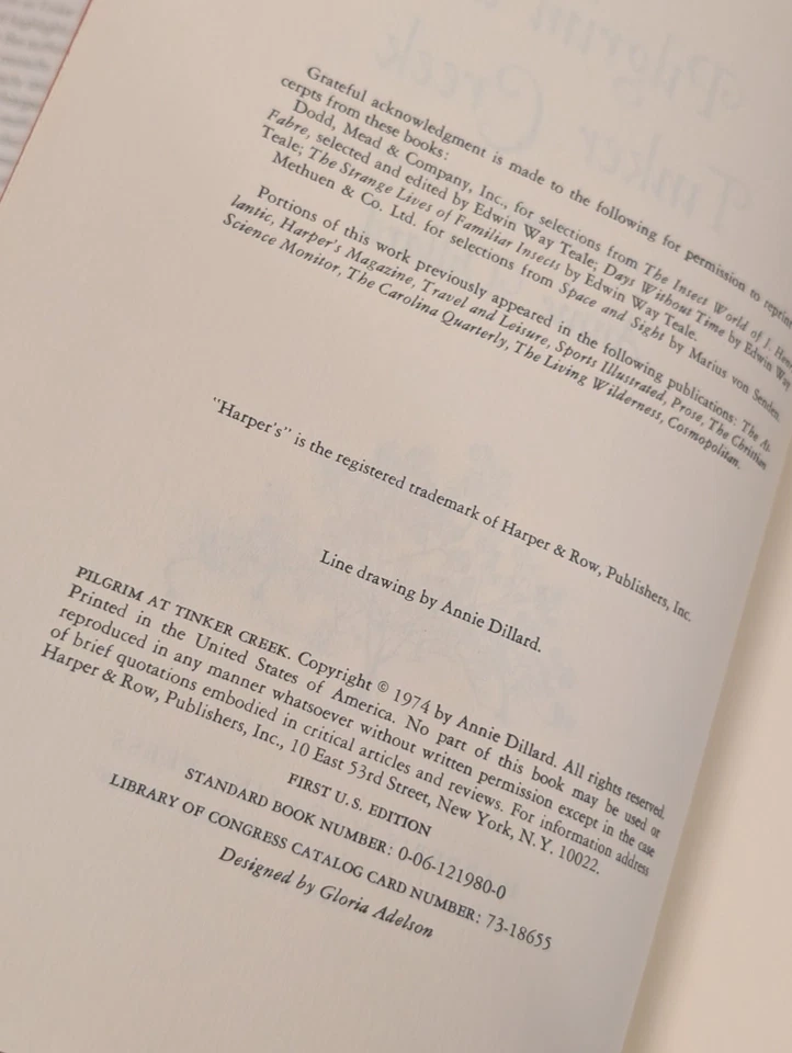 Pilgrim at Tinker Creek Annie Dillard - 1st US Edition 1974 HC DJ - Nature Faith Foto 4 de 4