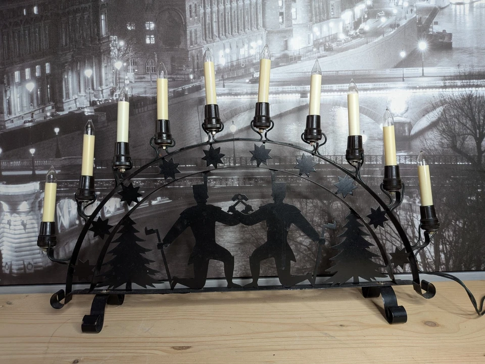 DDR Schwibbogen Metall elektrisch mit Leuchtmittel im Karton ca. 56cm breit  - Bild 4 von 4