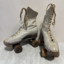 VTG Women Chicago Skate Wood Wheels Roller Skates NO SIZE 10.5 Heel To Toe WORN