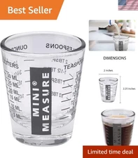 Durable Black Glass Shot Glass - 20 Incremental Measurements for Accurate Mixing