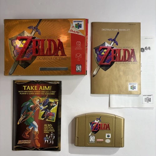 MINTY The Legend of Zelda Ocarina Of Time Gold Collector's N64 64 Complete Box