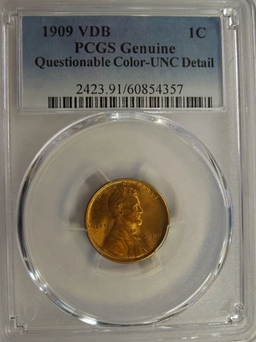 PCGS Uncirculated Details Red 1909 VDB Lincoln Cent