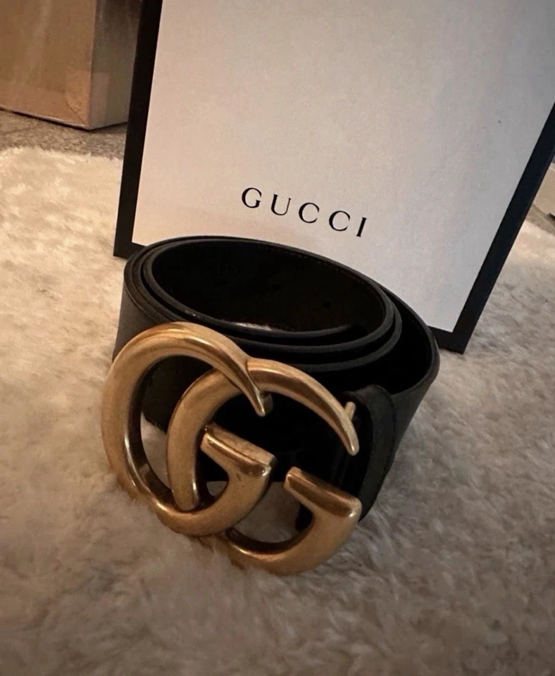 Gucci Breiter GG Marmont Gürtel Schwarz - Bild 3 von 4