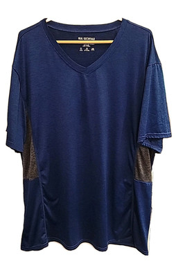 Real Essentials Men's Short Sleeve Vneck Shirt.  Blue.  Sz 2xl