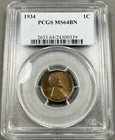 1934 Lincoln Wheat Cent Penny 1c - PCGS MS64BN - Toned Reverse