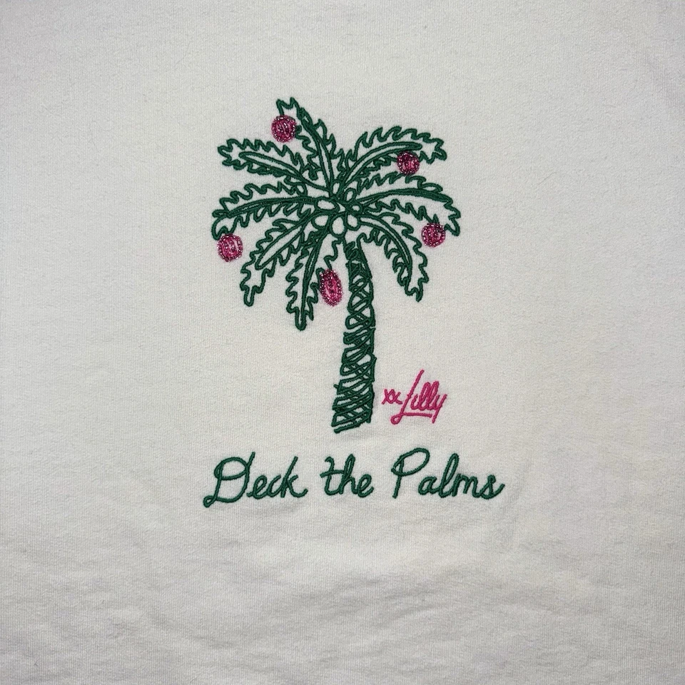 LILLY PULITZER Deck The Palms Ballad Sudadera Mujer XXL Marfil Palmera Foto 3 de 4