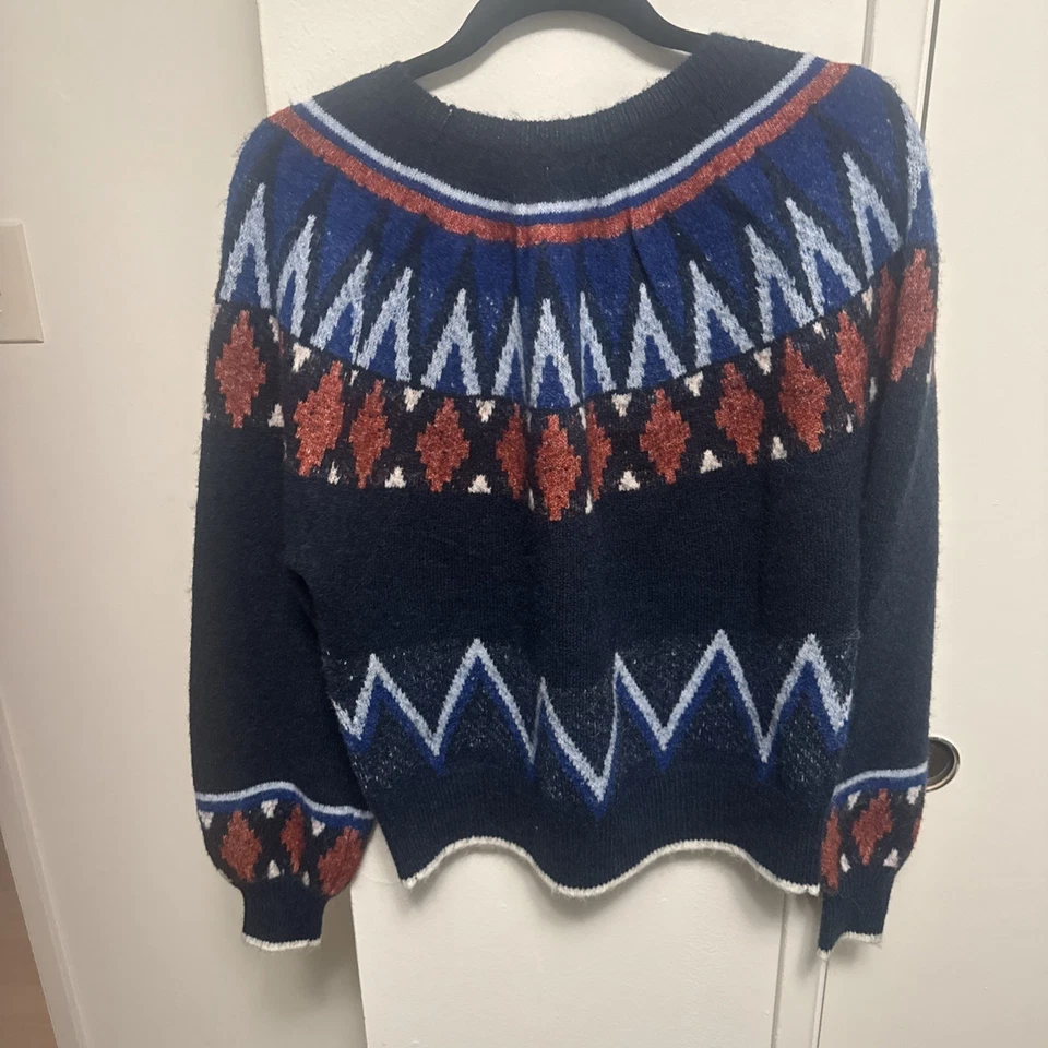 Разные Anthropologie Fairisle ворота свитер в глубокий темно-синий средний новый - Изображение 4 из 4