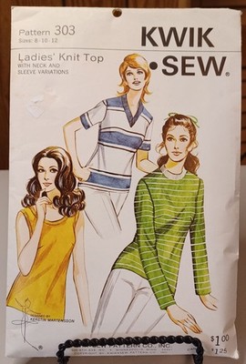 303 Kwik Sew SEWING Pattern UNCUT 8-12 knit top sleeves sleeveless