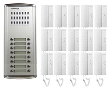 COMMAX 16-Apartment Building Audio Intercom Set: DR-16AM x1/DP-ML x16/12V Power