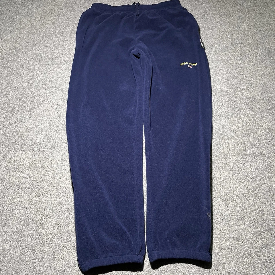 Vintage Polo Sport Ralph Lauren Sweatpants Mens XL Blue Fleece Drawstring Logo - Image 2 of 4