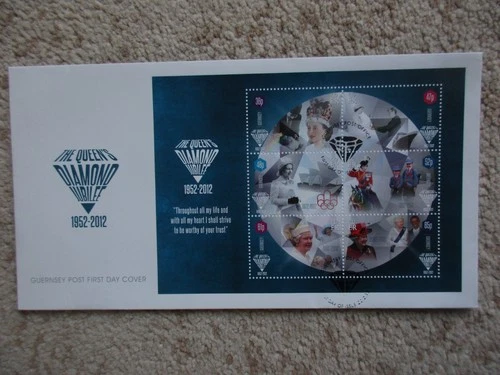 GUERNSEY - 2012 HM THE QUEEN'S DIAMOND JUBILEE MIN SHEET FIRST DAY COVER