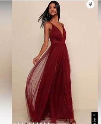 Lulus Women's Burgundy and Red Bridesmaid Wedding Formal Dress Size large