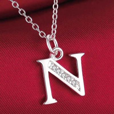 925 Sterlingsilber Anfangsbuchstabe Halskette oder Anhänger Geschenk Charm UK
