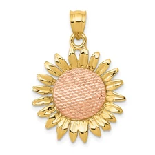 14k Two-tone Polished Sunflower Pendant K5976