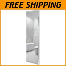 Versatile 50”x17” Over The Door Silver Framed Mirror - Glamorous Home Essential