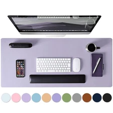 13.7x23.6" PU Leather Desk Pad Protector Non-slip Computer Mat Violet Tulip