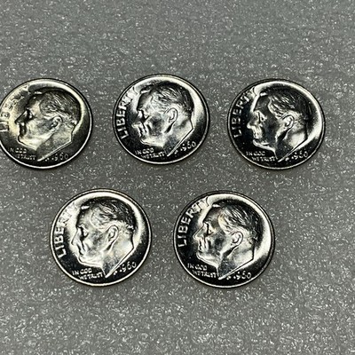 LOT OF 5 1960 P Roosevelt Dime  90% Silver US Coin FREE SH Lo2