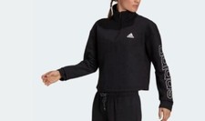 NWT adidas Essential Womens Fleece Cropped 1/4-Zip Pullover Sweatshirt H09267 L