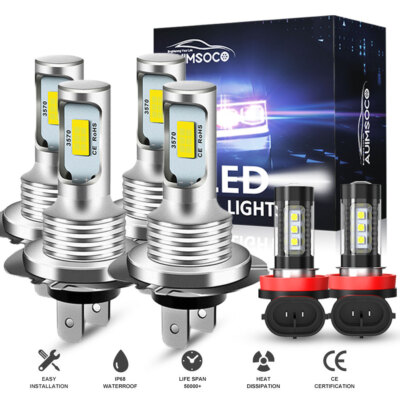 6x LED Headlight High Low Bulbs Fog Light White For Kia Soul 2014-2019 360000LM