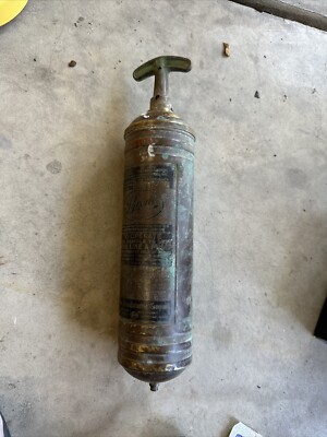 Antique PYRENE Brass Copper Hand Pump Fire Extinguisher (Empty)