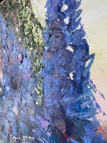 ORIGINAL Oil Painting Lavender Morden Art Landscape Textured 3d Signed Impasto - Picture 10 of 12