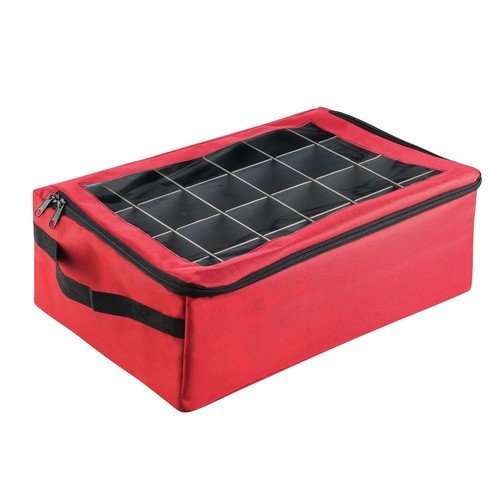 Ornament Storage Box-Red Holiday Organizer-48 Compartments, 2 Trays & Divider... - Bild 1 von 9