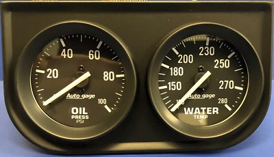 #ad Auto Meter Autogage 2392 Black Two Gauge 2quot; Consol Oil Pressure Water Temp $79.00