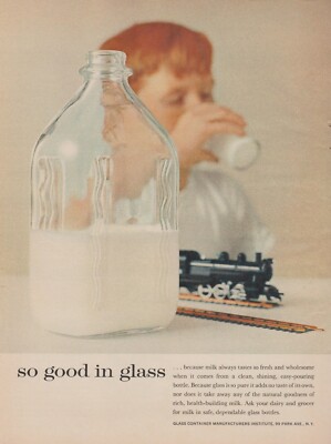 1958 Glass Container Manufacturers - Toy Model Train Milk Bottle- Print Ad Photo
