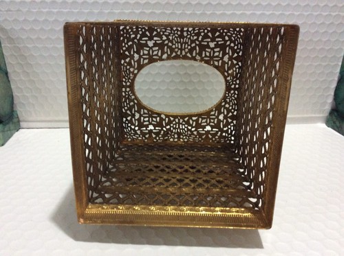 Vintage Gold Tissue Box Cover Hollywood Regency Style, Bow Detail - Picture 8 of 8