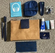 Air France Toiletry Amenity Bag Travel Organizer Business Class Faux Suede