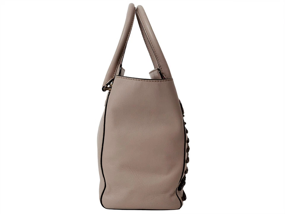 Valentino Stone Jewel 2-Way Handbag Pink Leather Tote Bag Women Rhinestone Large - Image 2 of 4