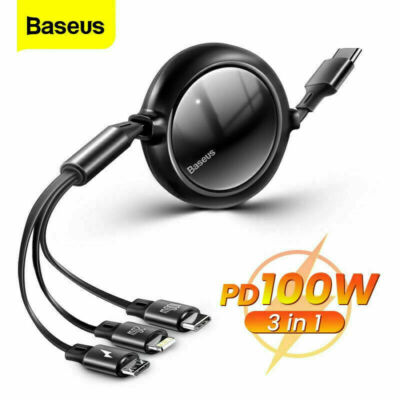 Baseus 100W 3 in 1 USB C To Micro Type-C Apple Charger Fast Charging Data Cable