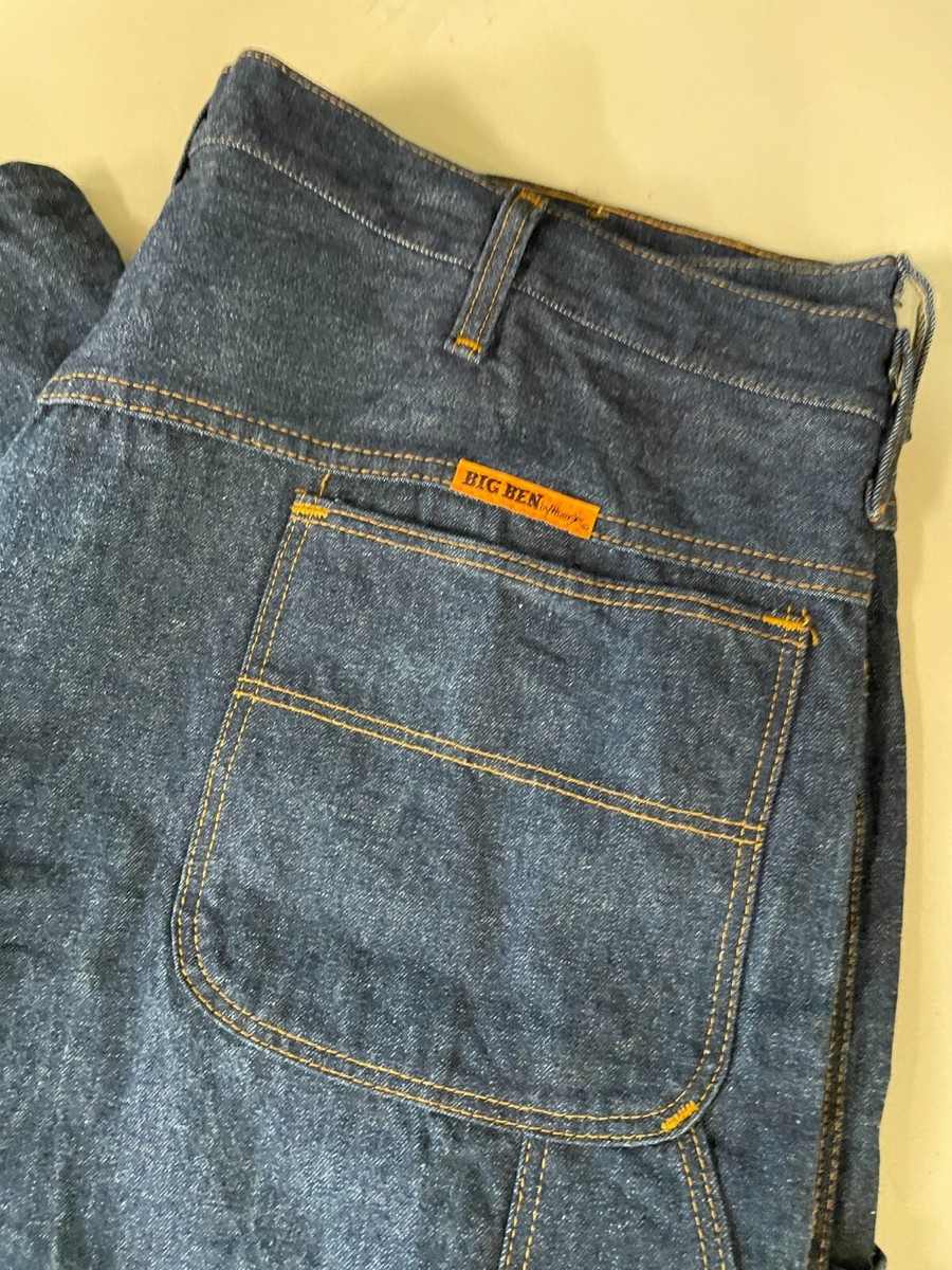 Big Ben Wrangler Carpenter Jeans Work Dungarees 44x30 Orange