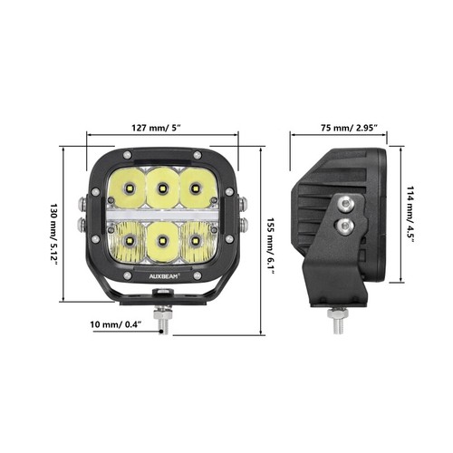 AUXBEAM Pair 5" inch LED Driving Combo Pod Lights Offroad + Amber Cover for Jeep - Picture 4 of 12