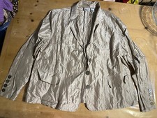 Chico s Polyester, Silk, And Metallic Blend Taupe Jacket Size 3 Good Condition