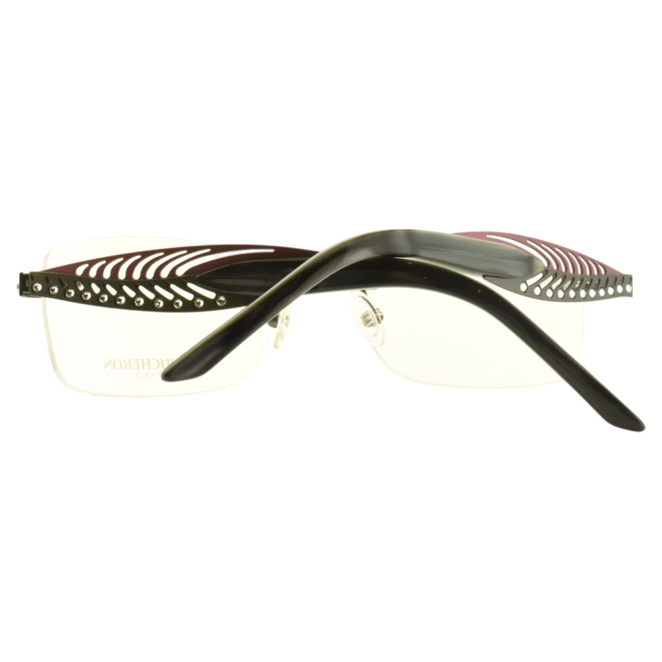 ¡NUEVO! Marco óptico rectangular sin montura BOUCHERON BEO 186.02 51-16-125 negro/púrpura Foto 3 de 4