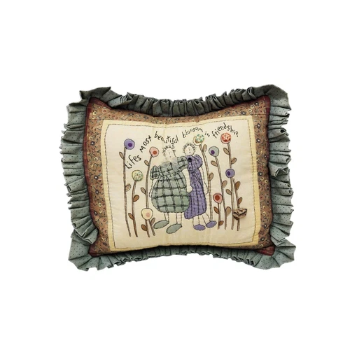VTG Handmade Sandy Anderson Life Blossom Friendship 10x8 Decorative Pillow 90s