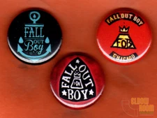 Set of three 1" Fall Out Boy pins buttons band version 2