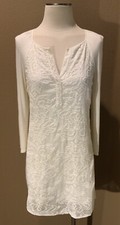 Anthropologie Tiny XS Ivory Boho Coquette Embroidered Beachy Coastal Dress Tunic